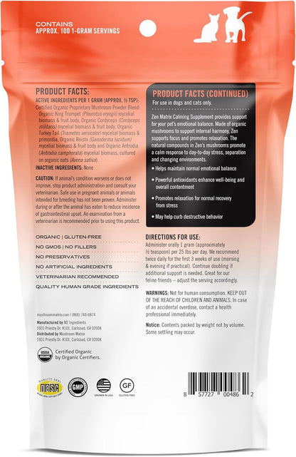 Om Mushroom Matrix Pet – Mezcla de Hongos Zen para Perros y Gatos – Polvo Orgánico 100g – Image 2