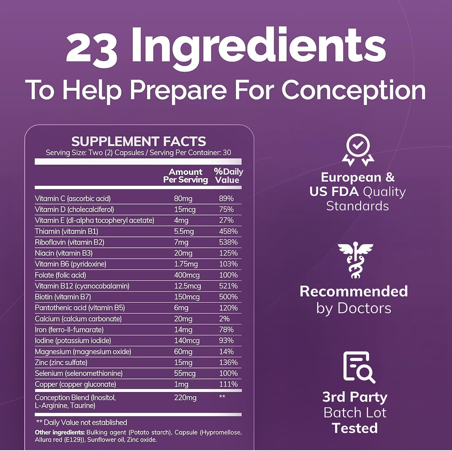 Conceive Plus Women's Fertility Support – Multivitamínico Prenatal para Concepción – 30 Días