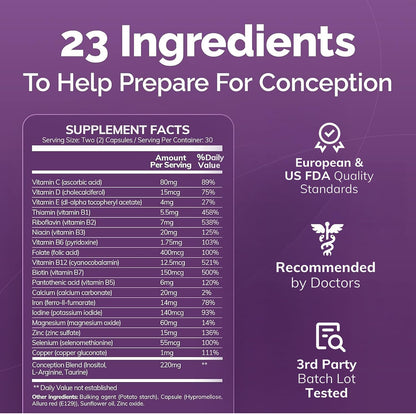 Conceive Plus Women's Fertility Support – Multivitamínico Prenatal para Concepción – 30 Días – Image 8