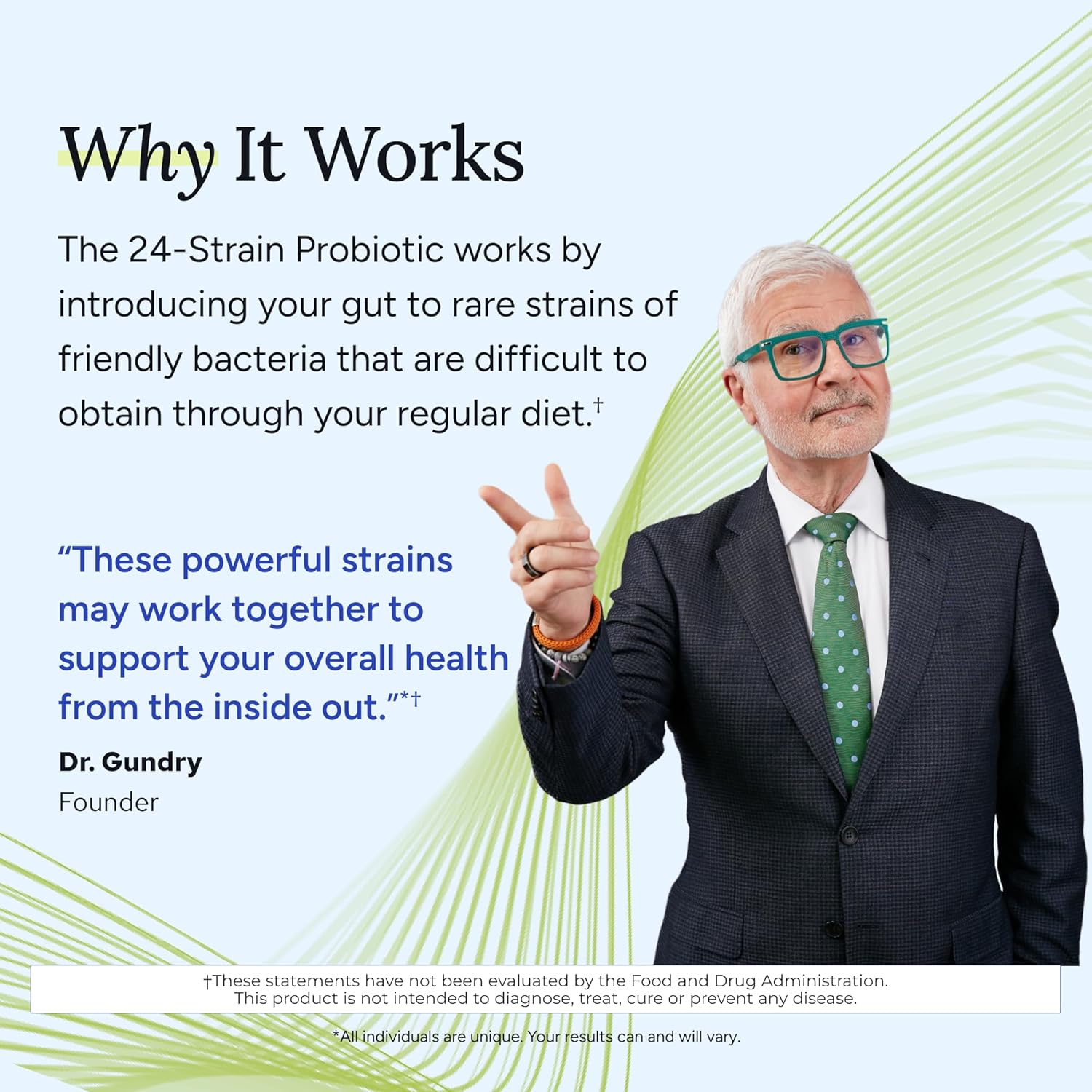 Gundry MD® 24 Strain Probiotic – 30 Billion CFUs para la Salud Intestinal, Digestión y Apoyo Inmunológico, 30 Cápsulas
