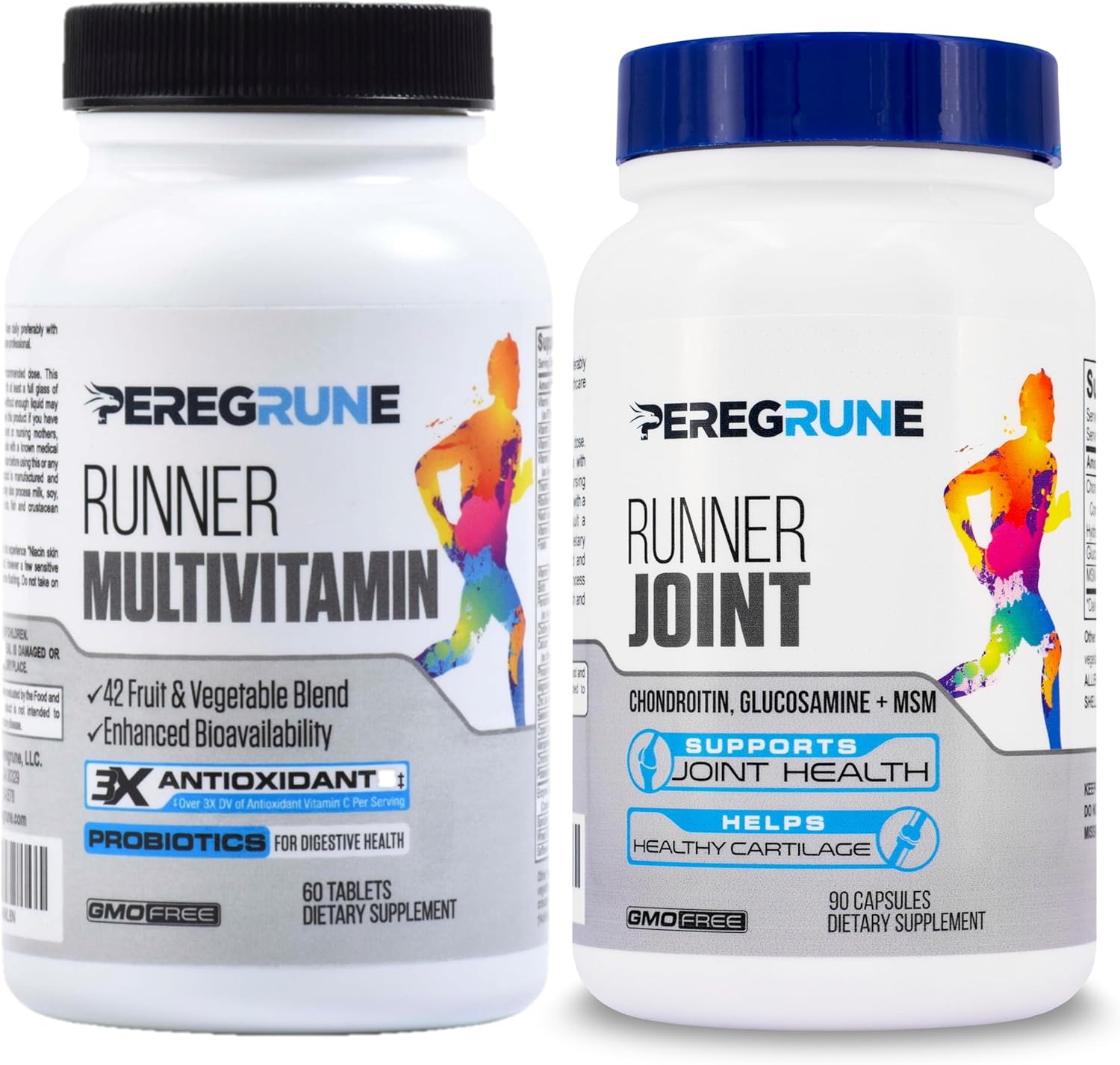 PEREGRUNE Runner Multivitamin & Joint Support Supplement - Complejo B, Antioxidantes, Glucosamina, Condroitina y MSM