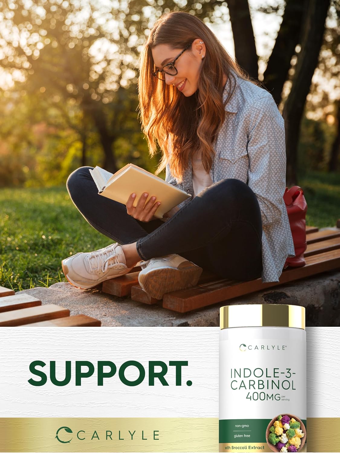 Carlyle Indole-3-Carbinol 400 mg | 120 Cápsulas | Suplemento con I3C, Brócoli y Resveratrol