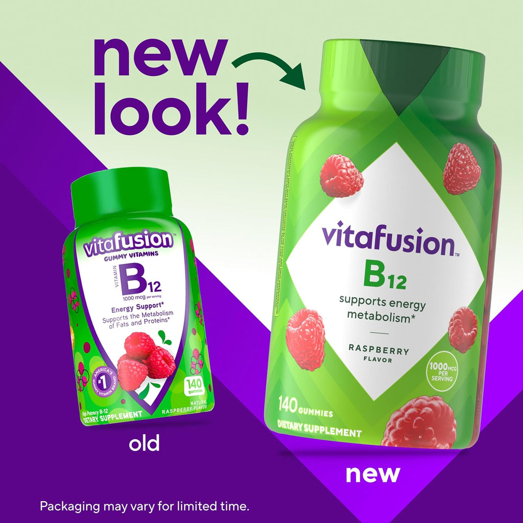 Vitafusion Vitamina B12 1000 mcg, 140 Gomitas, Sabor Frambuesa