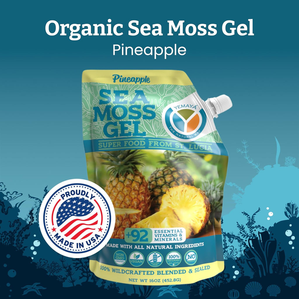 Yemayá Gel de Musgo Marino Orgánico con Sabor a Piña, 16 oz