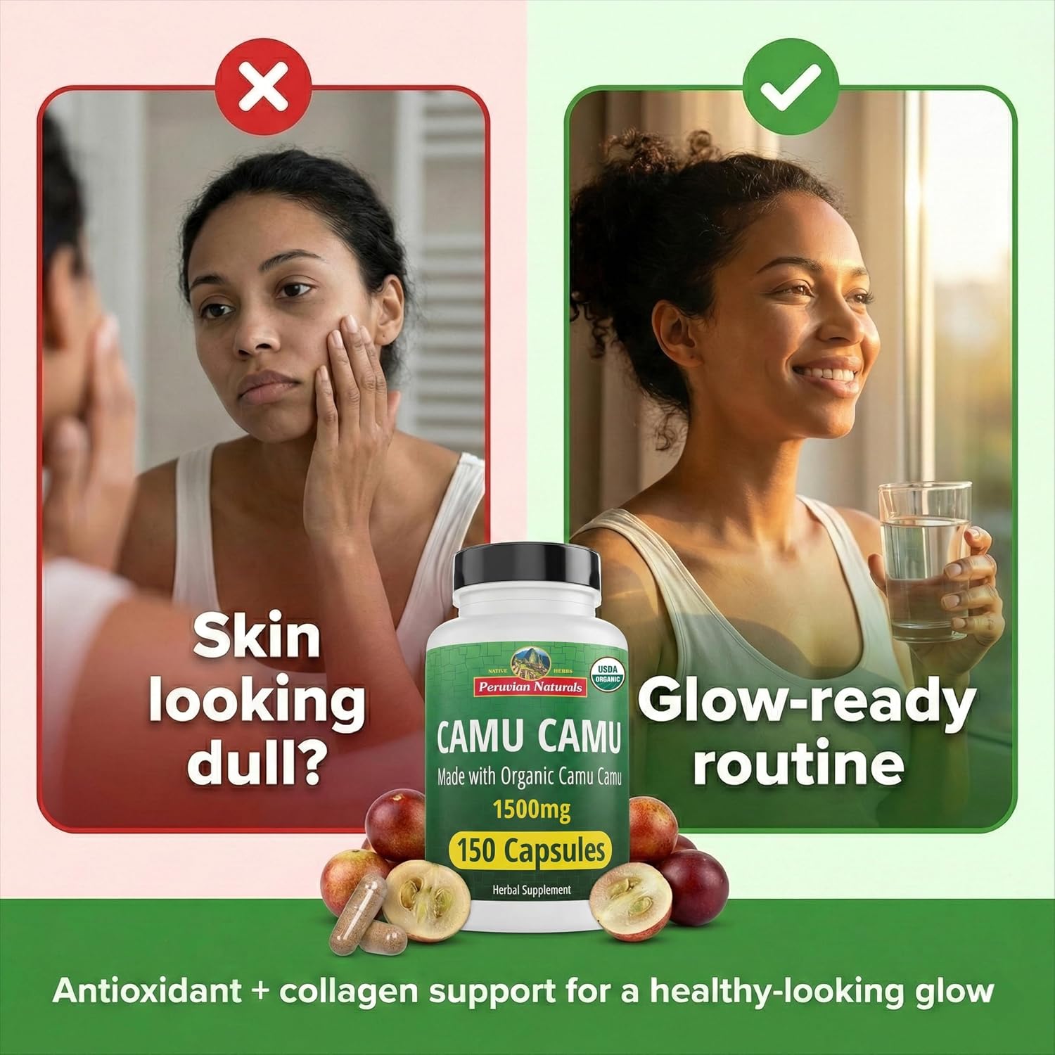 Vitamina C Orgánica de Camu Camu 1500 mg - 150 Cápsulas Veganas