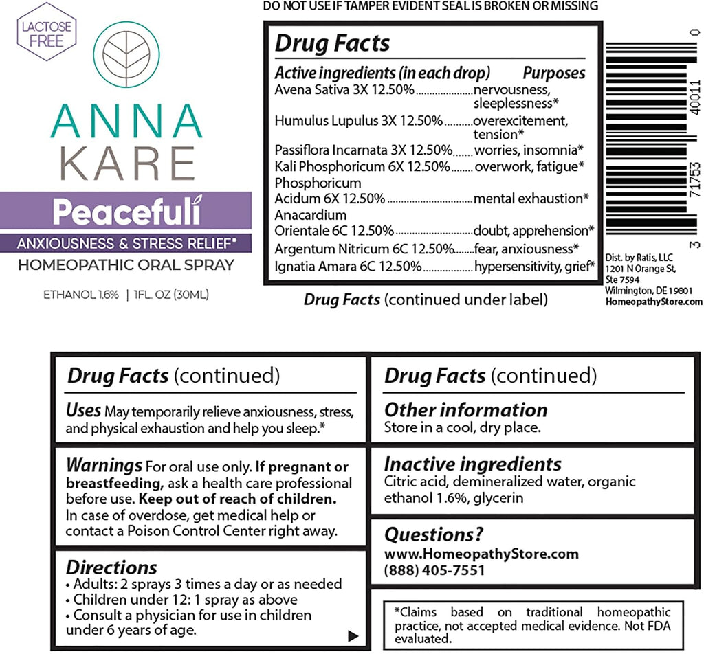 ANNAKARE Peacefulí Spray – Apoyo homeopático para la tensión emocional y el sueño, 30 ml