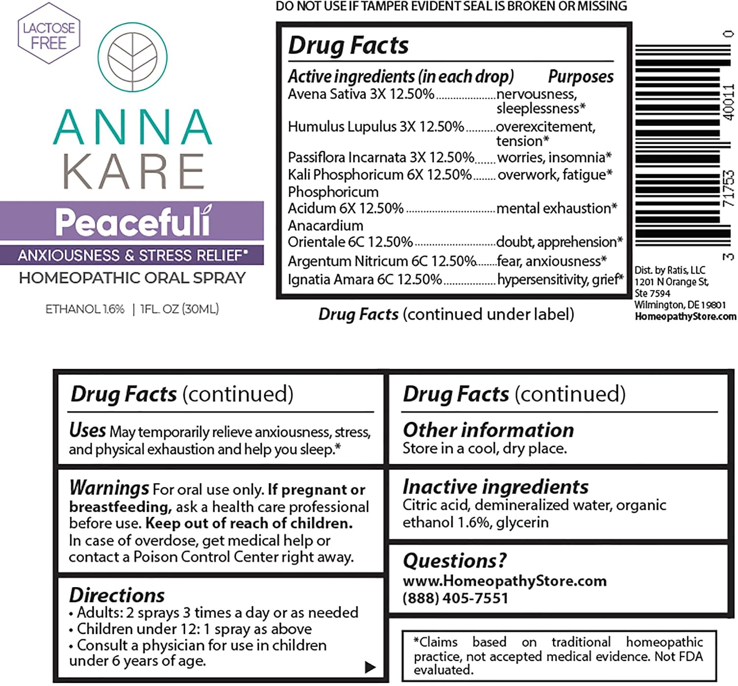 ANNAKARE Peacefulí Spray – Apoyo homeopático para la tensión emocional y el sueño, 30 ml