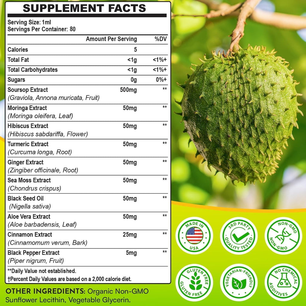 Soursop Bitters Líquido 880MG con Extracto de Hoja y Musgo de Mar
