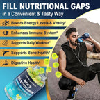 Multivitamínico Metilado para Hombres Gominolas con BCAA y Complejo B - Sin Azúcar, Vegano - 60 unidades