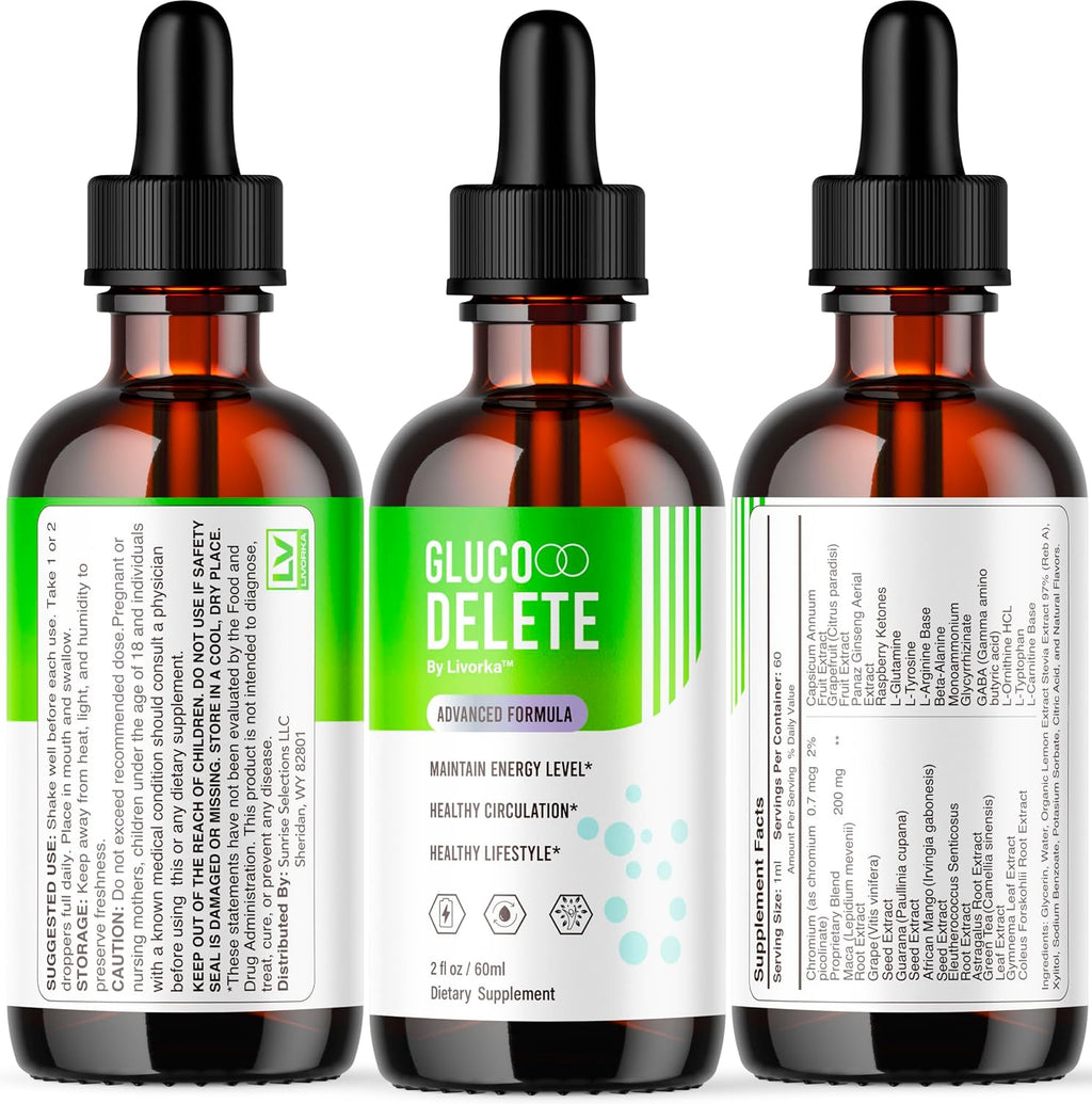 Gluco Delete Drops (5 Pack) - Suplemento Líquido Natural