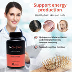 BNHealthy Chews Multivitamínico Bariátrico con Hierro - Masticable Diario con B12, D3, Folato y Zinc, Sabor Frambuesa, para Adultos Post-Cirugía, 60 Unidades