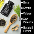 Biotina 5000mcg con Keratina, Colágeno, Cola de Caballo y Saw Palmetto – 5 en 1 para el Cabello