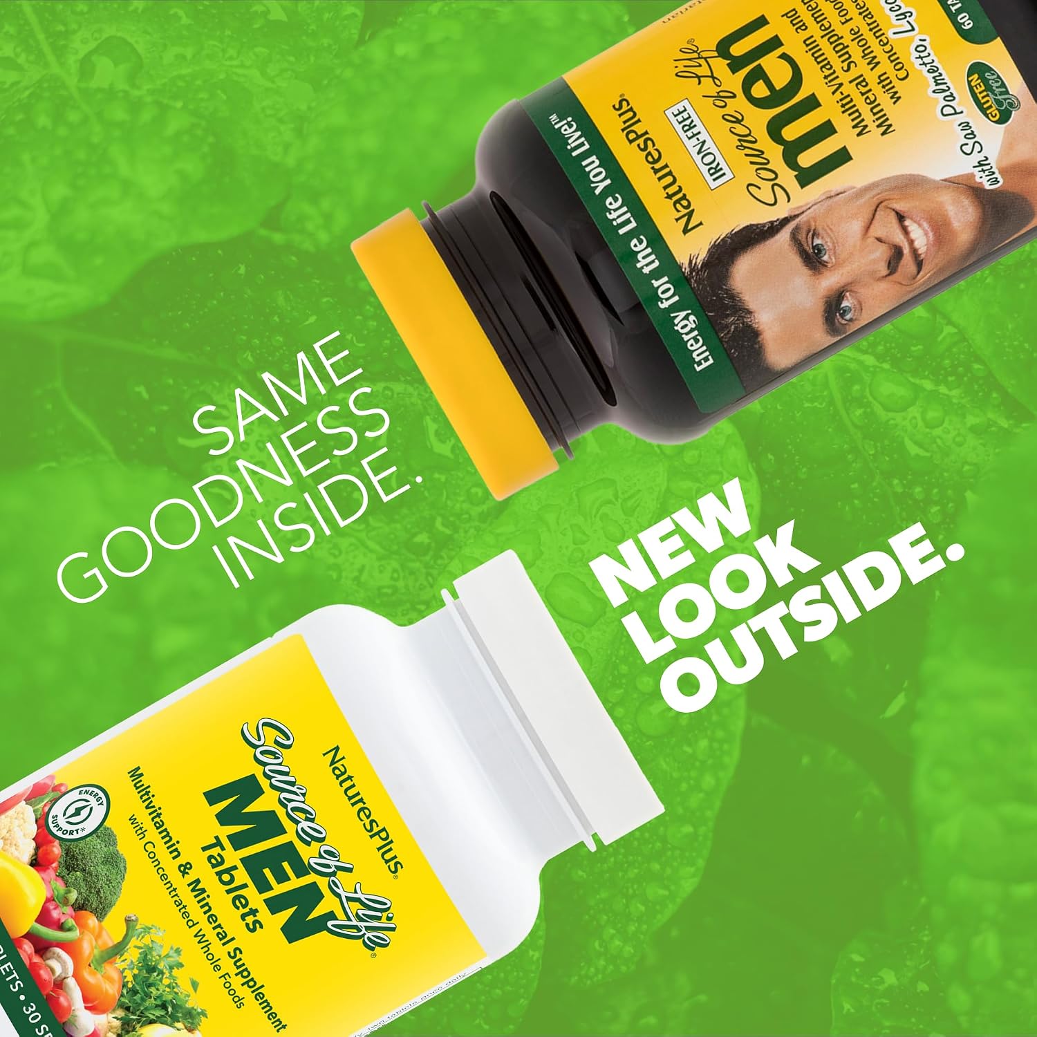 NaturesPlus Source of Life Men - Multivitamínico y Mineral para Hombres - Sin Hierro - 60 Comprimidos