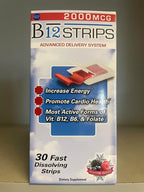 Essential Source Sublingual Strips with Vitamin B12, Biotin, B6 & Folate - 2000 mcg Methylcobalamin - 30 Strips