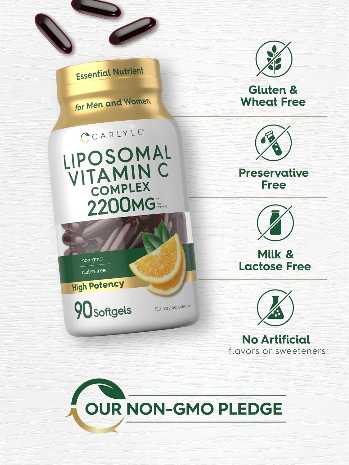 Carlyle Vitamina C Liposomal 2200 mg - 90 Cápsulas Blandas