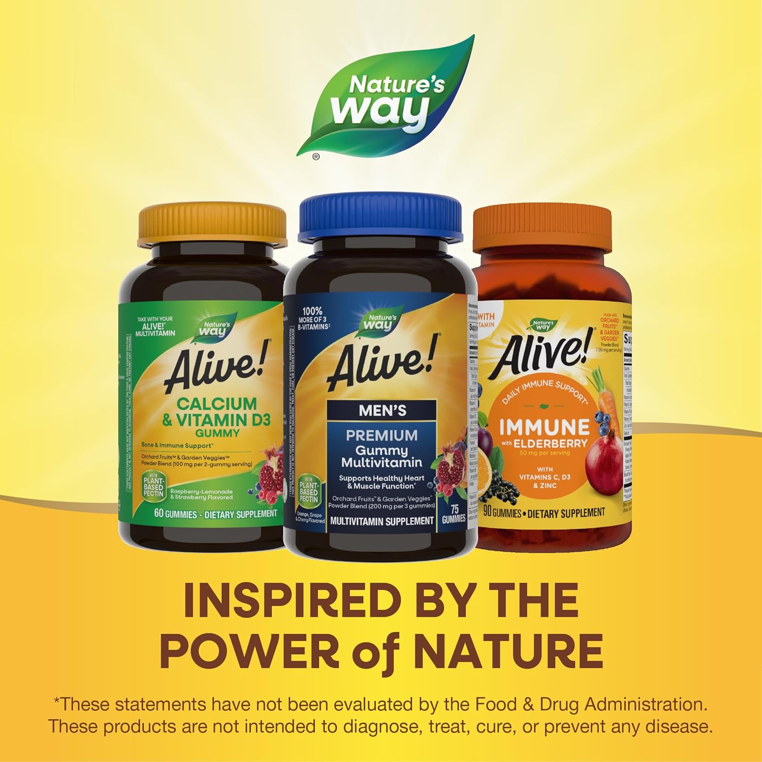 Nature's Way Alive! Multivitamínico prémium en gomitas para hombres - Complejo B - 75 Gomitas