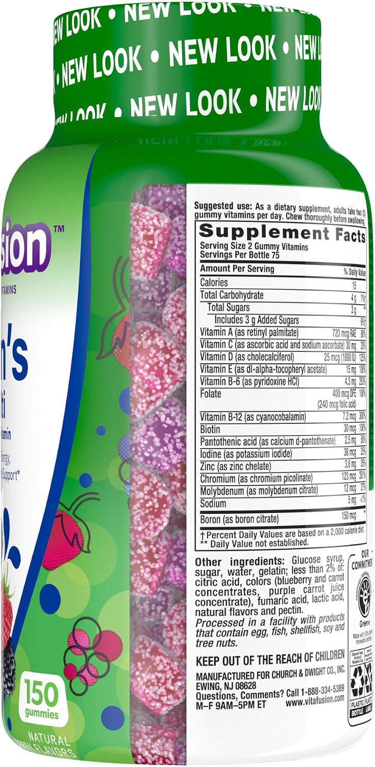 Vitafusion Gominolas Multivitamínicas para Hombres, Sabor a Bayas, 150 unidades