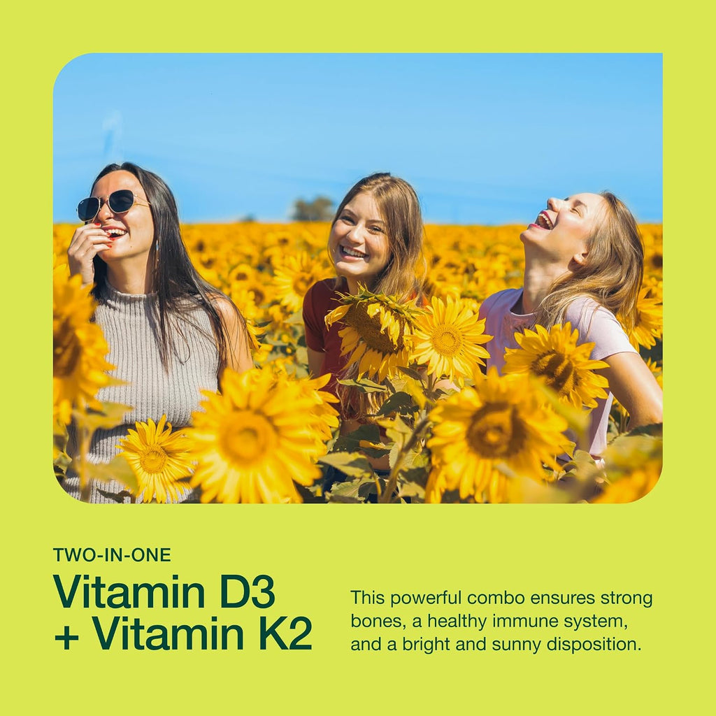 Fresh Nutrition Vitamina D3 + K2 Vegana - 5000 UI D3 + 100mcg K2 como MK-7 - 90 Cápsulas