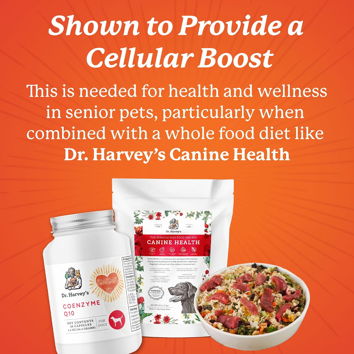Dr. Harvey's Coenzyme Q10 - Suplemento de Apoyo Cardíaco y Cardiovascular para Perros, 60 Cápsulas