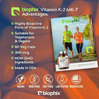 biophix Vitamina K2 MK-7 300mcg, 60 Cápsulas Veganas