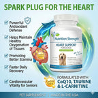 Nutrition Strength Apoyo cardíaco para perros con taurina y carnitina, 120 comprimidos masticables