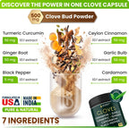 Herbpy 7 en 1 Clavo de Olor 500 mg con Cúrcuma, Jengibre, Canela y Más - 100 Cápsulas Veganas