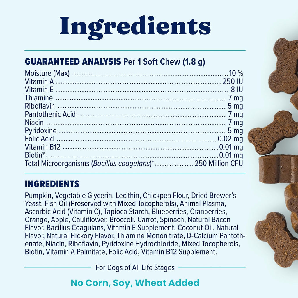 Solid Gold Multivitamínico para Perros - Gomitas Blandas - Apoyo Completo para Corazón, Sistema Inmunitario, Cerebro, Piel, Pelaje y Salud Digestiva con Vitamina C, B12, Probióticos y Antioxidantes - Sabor a Bacon 120 unidades