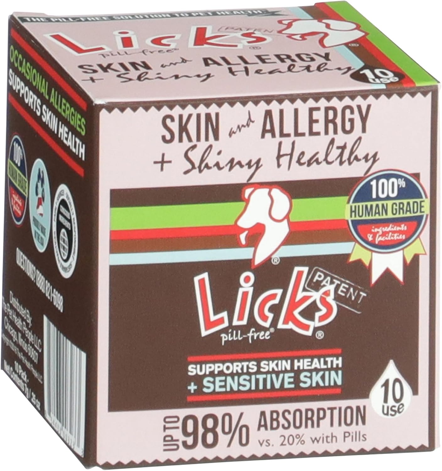 Licks Skin & Allergy Support - Gel de alergia para perros con Omega 3, cúrcuma y vitamina C - Soporte para la humedad de la piel y el pelaje - Sabor a pescado - 10 unidades