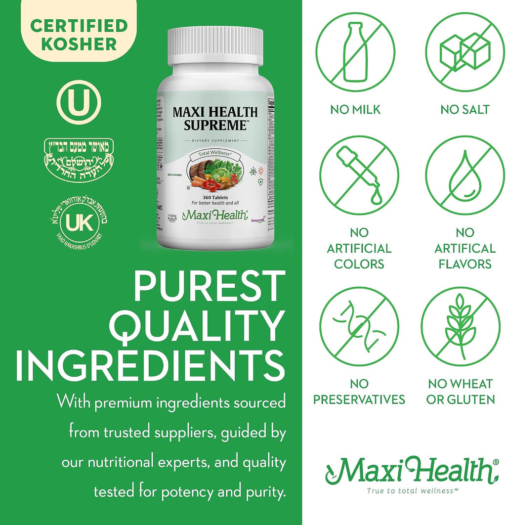 Supreme Multivitamínico para Hombres y Mujeres – Alta Potencia con Minerales, CoQ10 y Antioxidantes – 360 Comprimidos