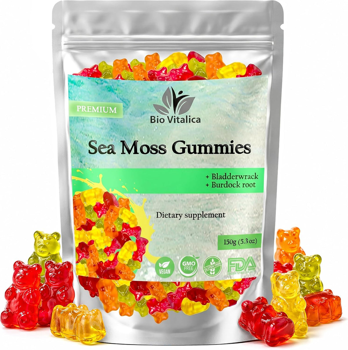 Sea Moss Gummies – con Bladderwrack y Bardana – 100 Gominolas – Image 7