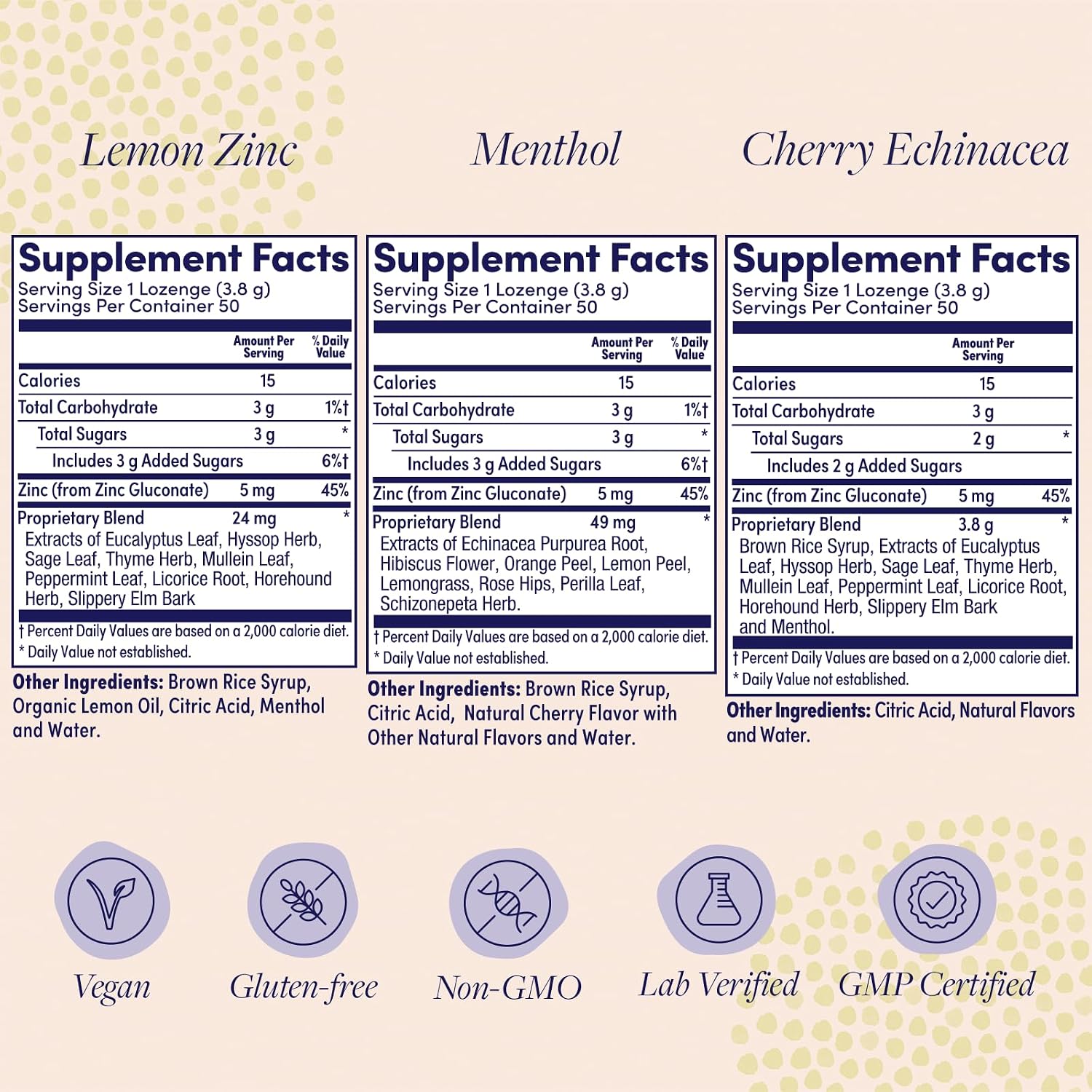 ZAND Immunity Variety 3 Pack - Pastillas de Zinc, Echinacea y Mentol para la Garganta