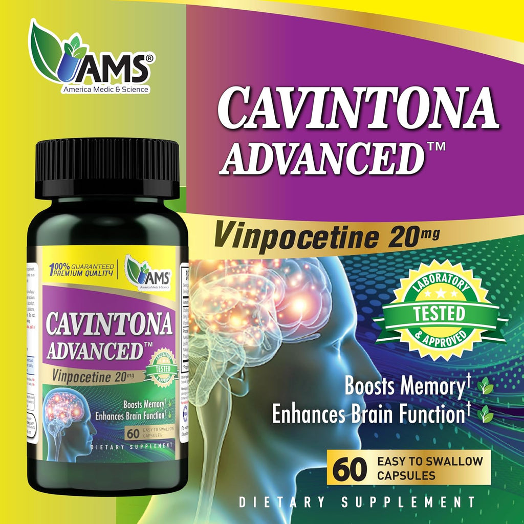 America Medic & Science Cavintona Advanced Supplement – Vinpocetina 20mg – 60 Cápsulas