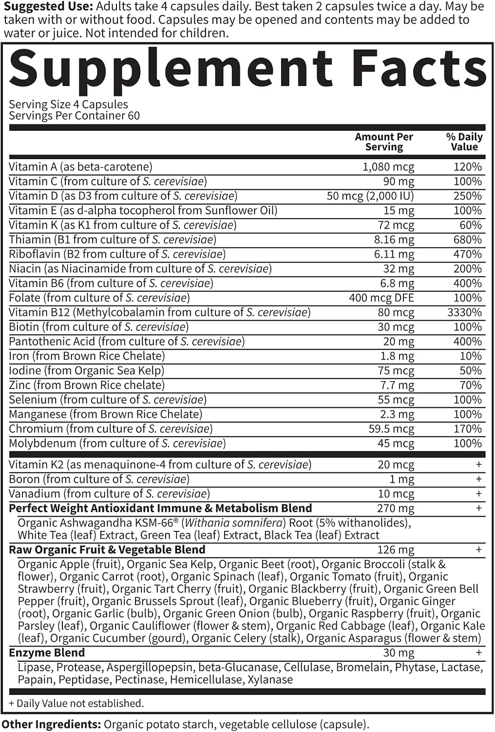 Perfect Weight Loss Multivitamin para Mujeres y Hombres - 240 Comprimidos