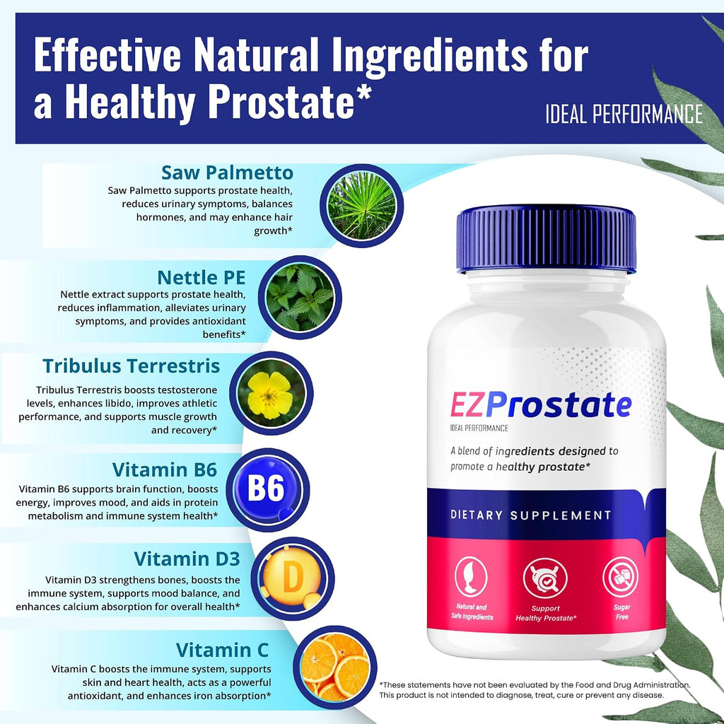 EZ Prostate Cápsulas – Pack de 2 – Fórmula Natural Avanzada de Máxima Potencia