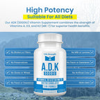 LifeStrength ADK 5 - Suplemento de Vitaminas A, D3 5000 UI y K2 MK-7, 90 Cápsulas