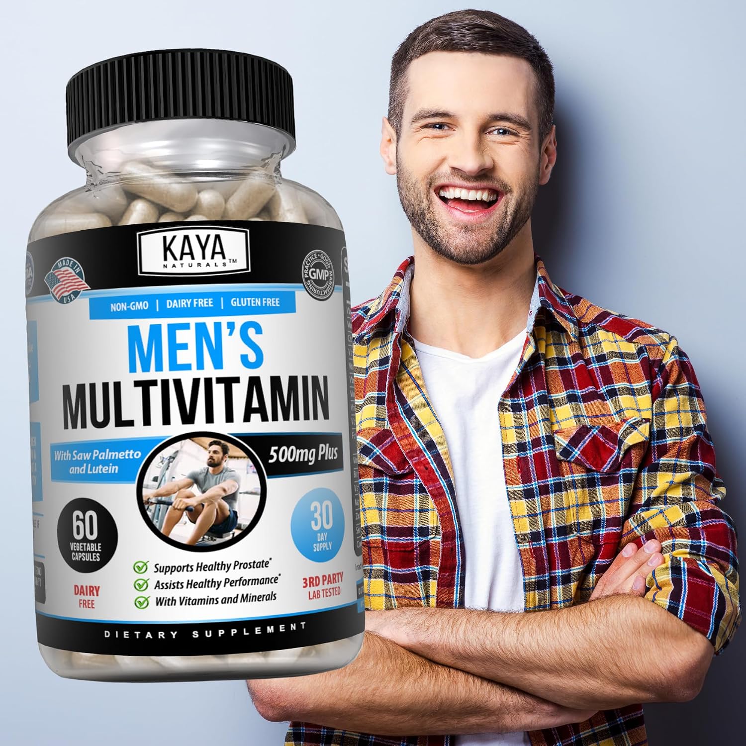 Kaya Naturals Multivitamínico para Hombres - Multivitamínico Prostático - Suplemento Diario de Multiminerales - 60 Cápsulas Veganas