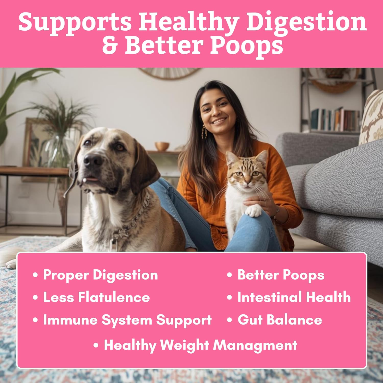 Daily Probiotics for Dogs and Cats with Digestive Enzymes and Prebiotics - Wholistic Pet Organics