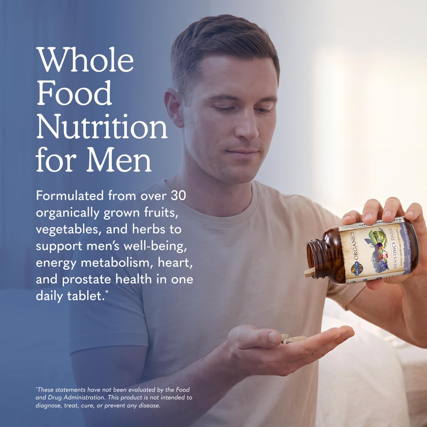 Garden of Life Once Daily Multivitamínico para Hombres - Alimentos Integrales, Orgánico, 60 Comprimidos