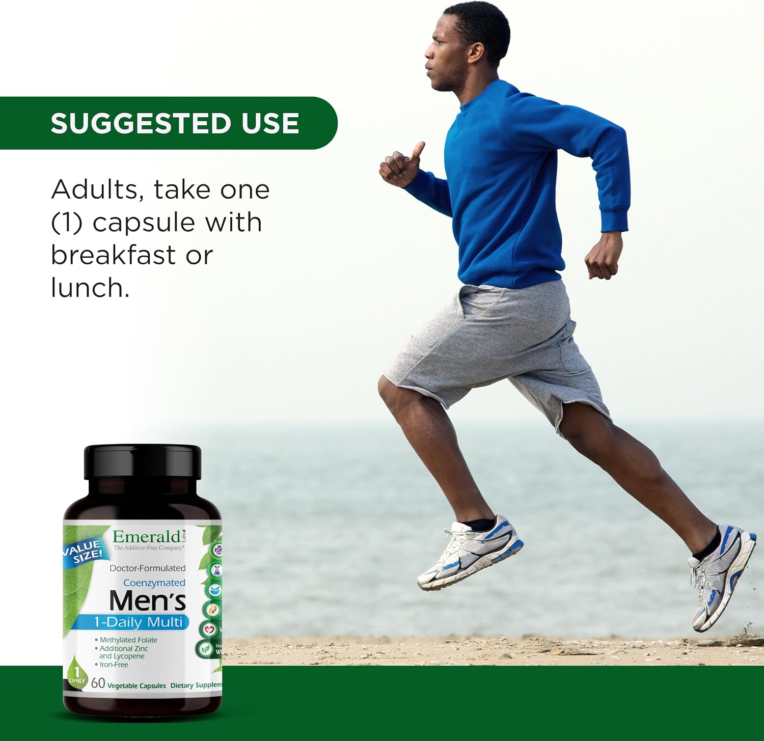 EMERALD LABS Multivitamínico diario para hombres - Sin aditivos, 60 cápsulas vegetales