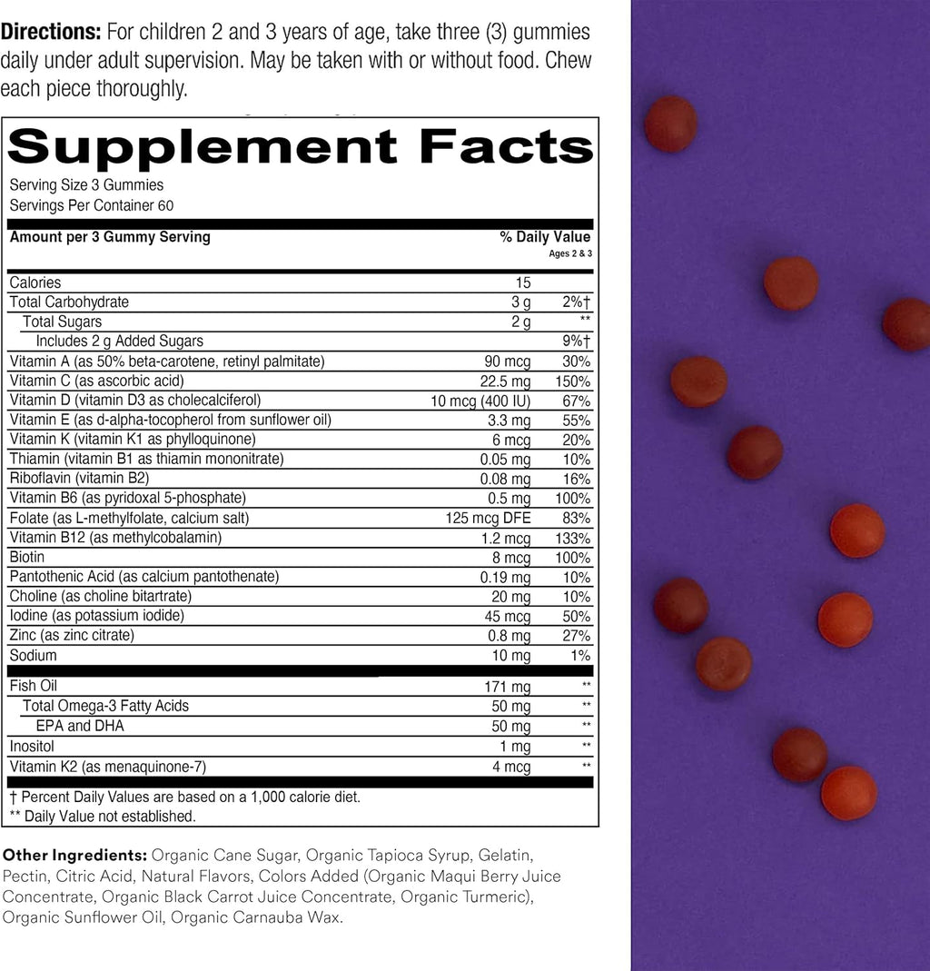 SmartyPants Toddler Multivitamin - Gominolas con Omega-3 y Vitaminas para Niños 2-3 Años