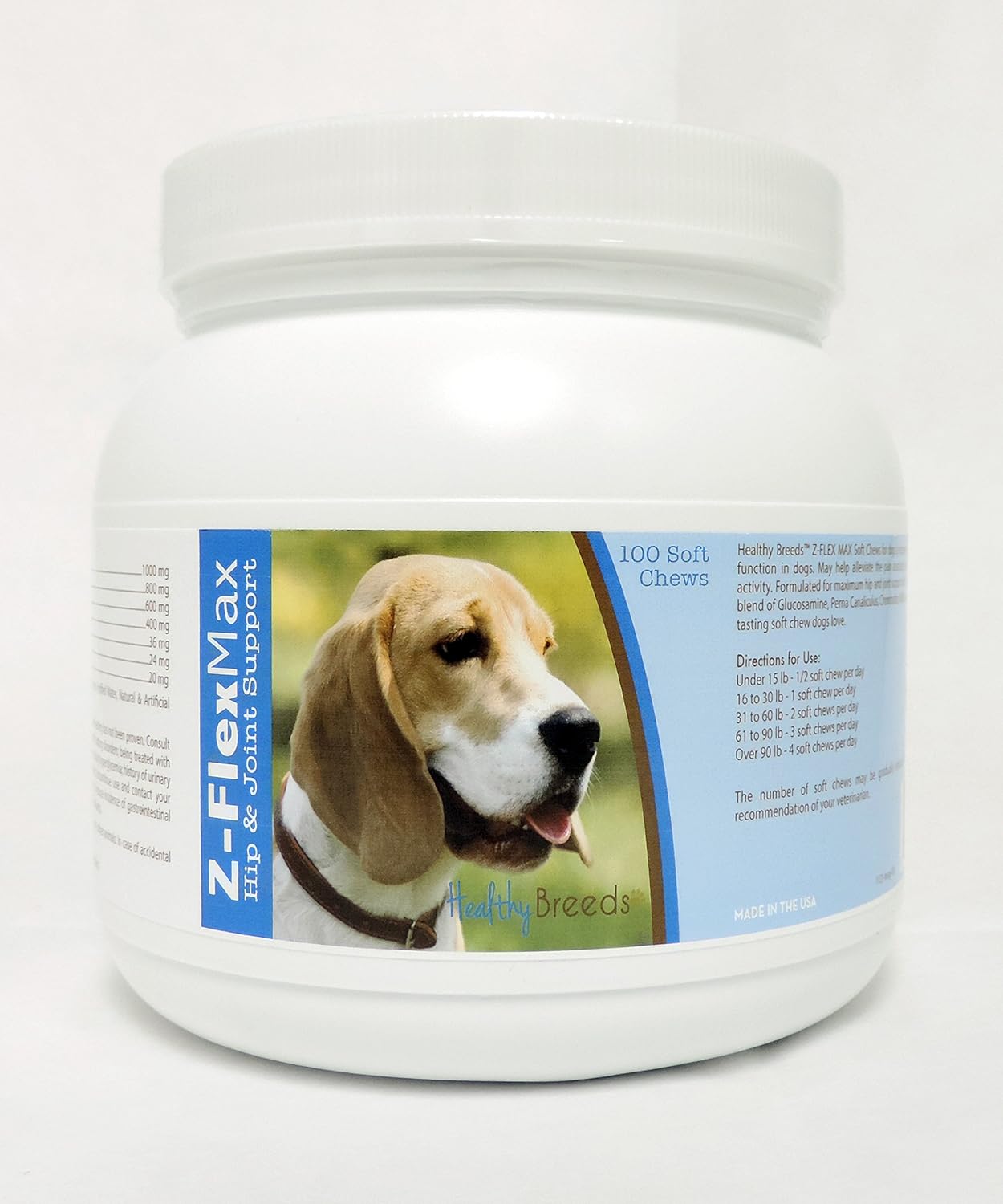 Healthy Breeds 100 Unidades Basset Hound Z-Flex Max Masticables Blandos para Cadera y Articulaciones