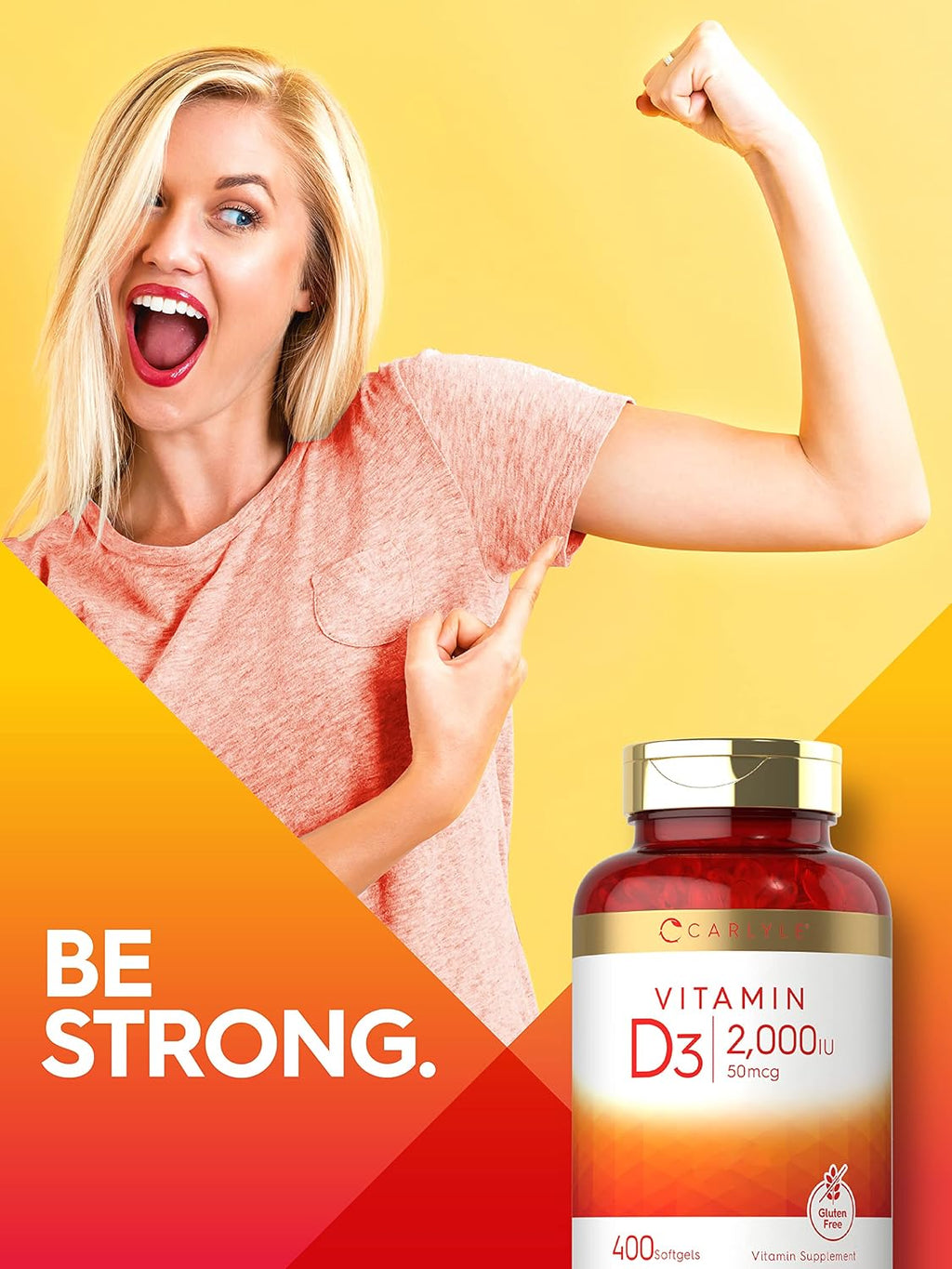 Carlyle Vitamina D3 2000 UI Cápsulas Blandas | 400 Unidades | No-GMO, Sin Gluten | 50 mcg | Suplemento de Vitamina D