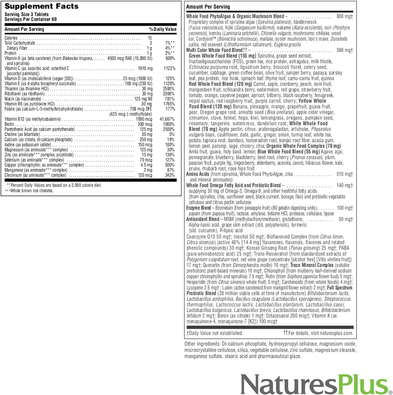 NaturesPlus Source of Life GOLD Multivitamínico - 180 Comprimidos