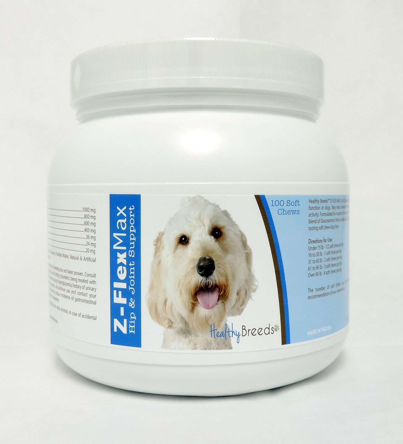 Healthy Breeds 100 Unidades Basset Hound Z-Flex Max Masticables Blandos para Cadera y Articulaciones