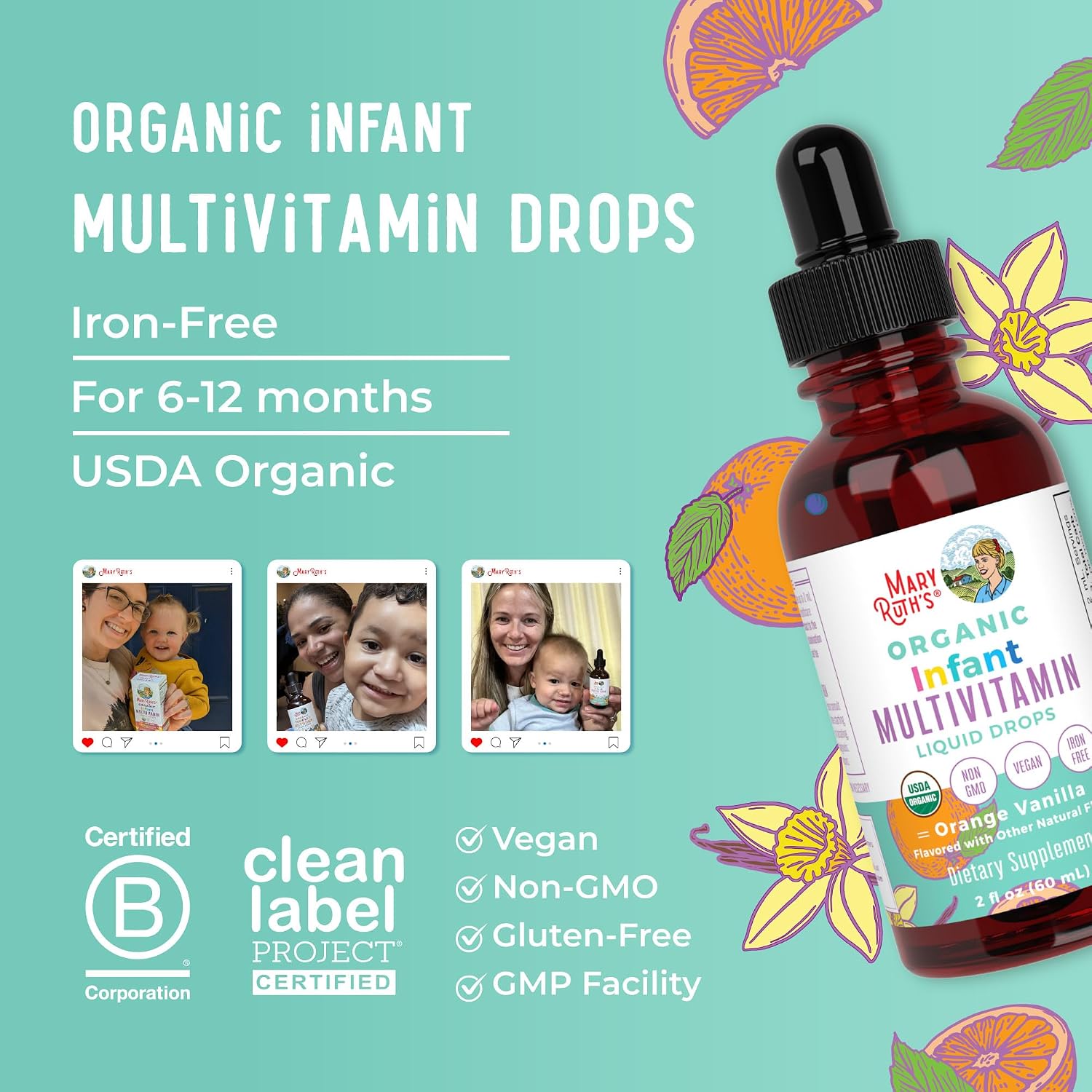 MaryRuth's Organics Multivitamínico Orgánico para Bebés | Gotas Líquidas 2 oz