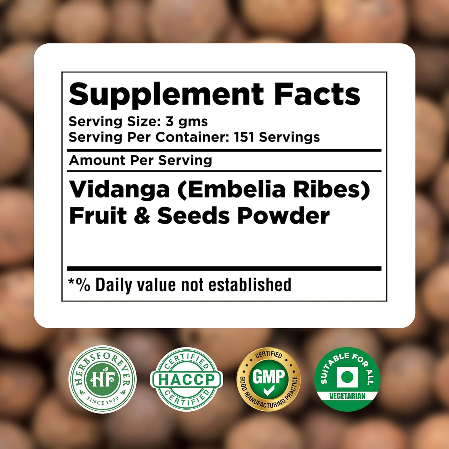 HerbsForever Vidanga (Embelia Ribes) Powder - 454 g