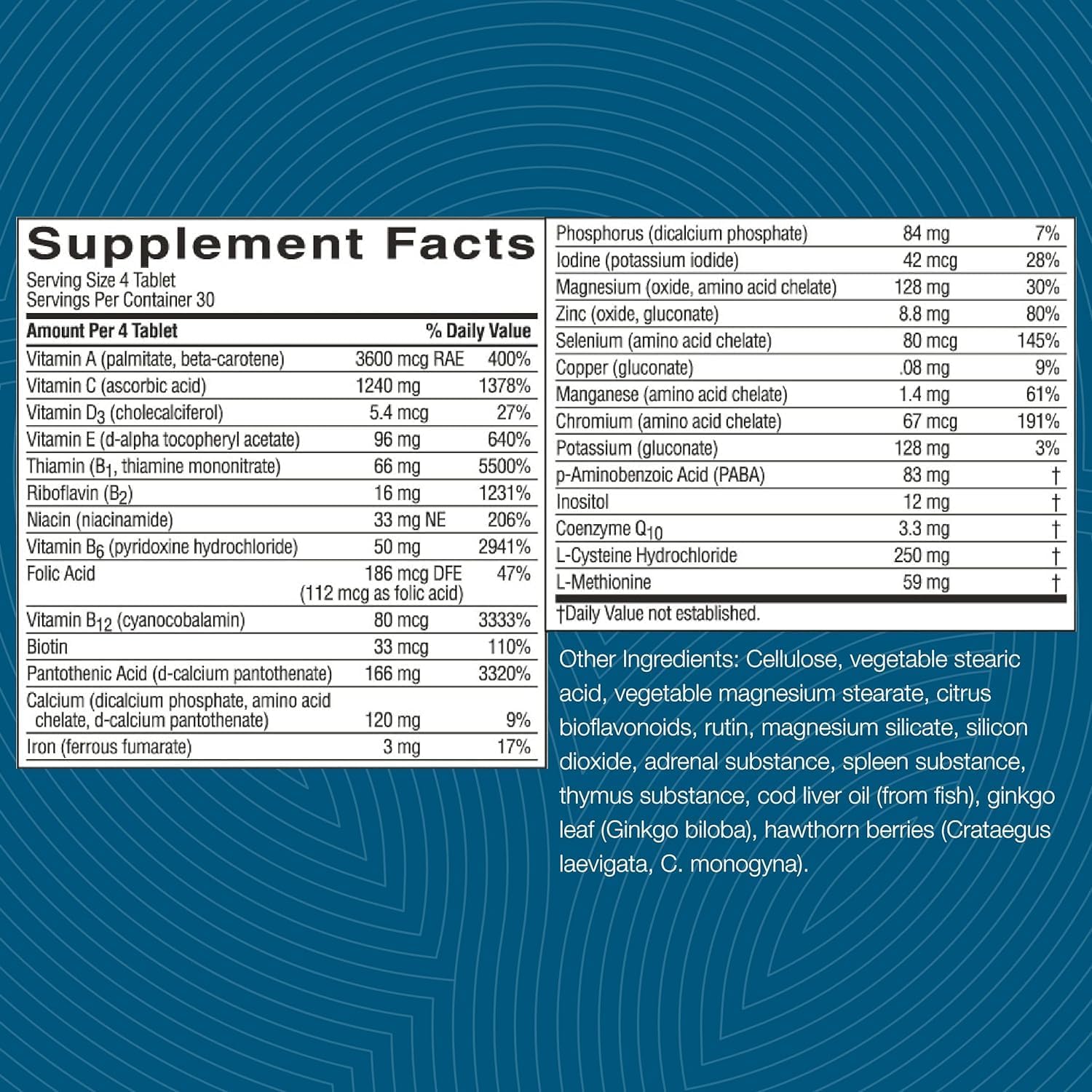 Nature's Sunshine Mega-Chel - 120 Comprimidos - Complejo Multivitamínico con Minerales y Hierbas