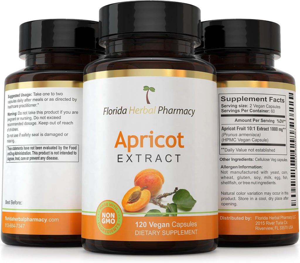 Apricot Supplement Capsules 10:1 (120 Capsules) 500 mg per Capsule, 1000 mg Serving