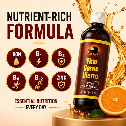 Menper Vino Carne Hierro Suplemento de Hierro Líquido con Vitaminas para Energía y Vitalidad, 473 ml – Image 6