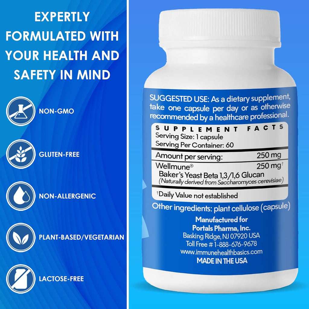 Immune Health Basics Ultra Strength Immunity - Beta-Glucano 250 mg - 60 Cápsulas